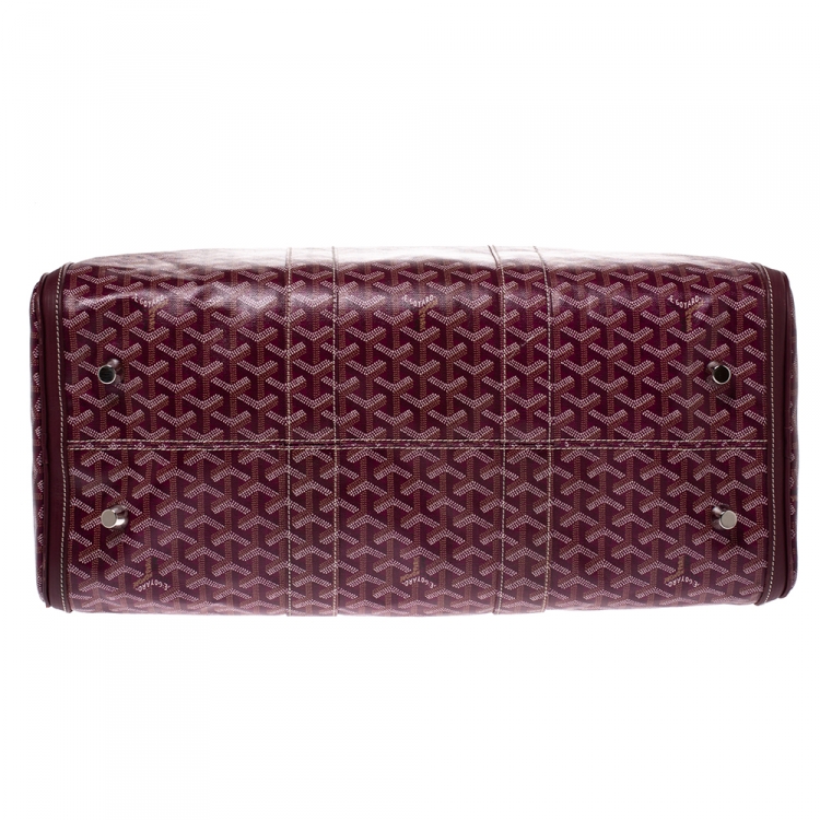 Pre Owned Goyard Burgundy Goyardine Coated Canvas and Leather Croisiere 50 Duffel Bag