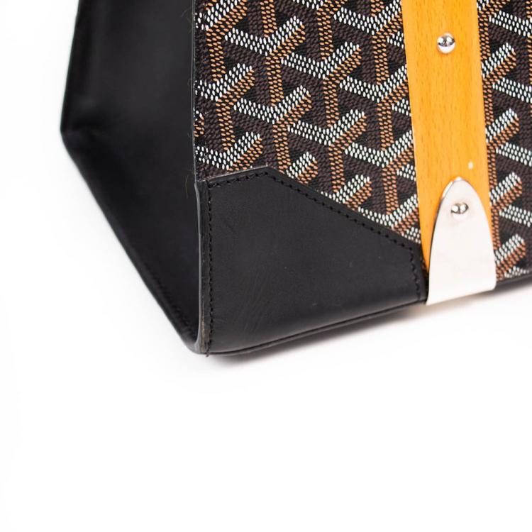 Pre Owned Goyard Black Coated Canvas and Leather MM Saigon Top Handle Bag
