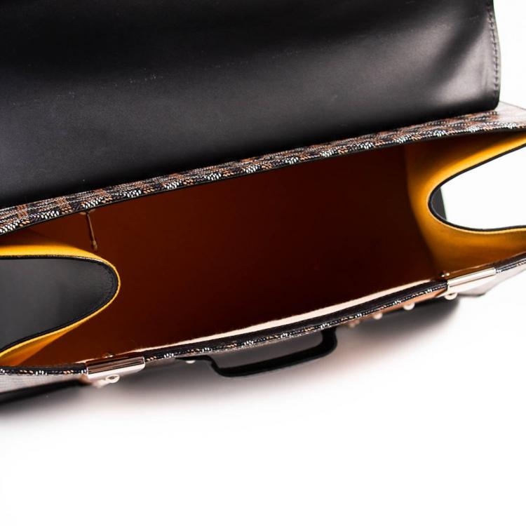 Pre Owned Goyard Black Coated Canvas and Leather MM Saigon Top Handle Bag