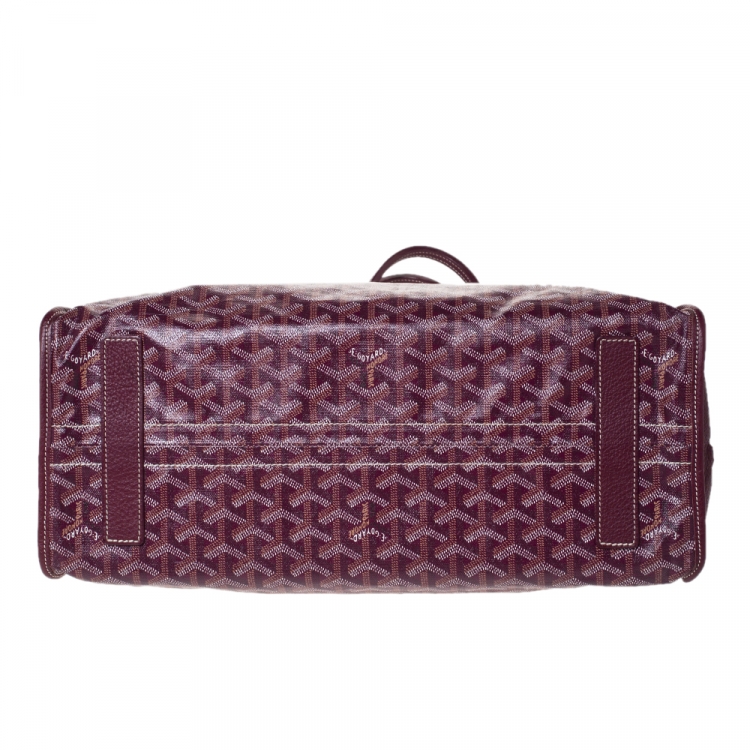 Pre Owned Goyard Burgundy Goyardine Coated Canvas and Leather Hardy PM Tote