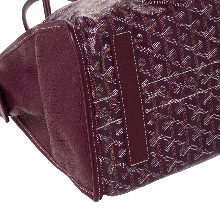 Pre Owned Goyard Burgundy Goyardine Coated Canvas and Leather Hardy PM Tote