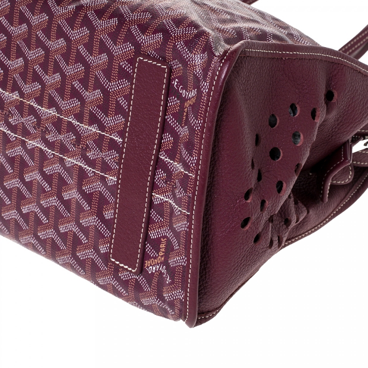 Pre Owned Goyard Burgundy Goyardine Coated Canvas and Leather Hardy PM Tote