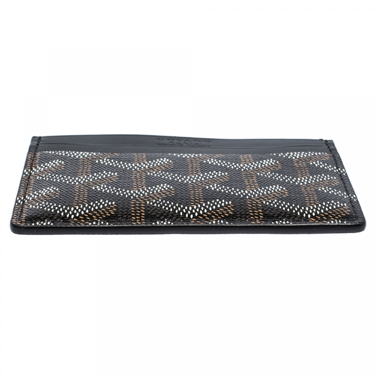 Pre Owned Goyard Black Goyardine  Coated Canvas and Leather Saint Sulpice Card Holder