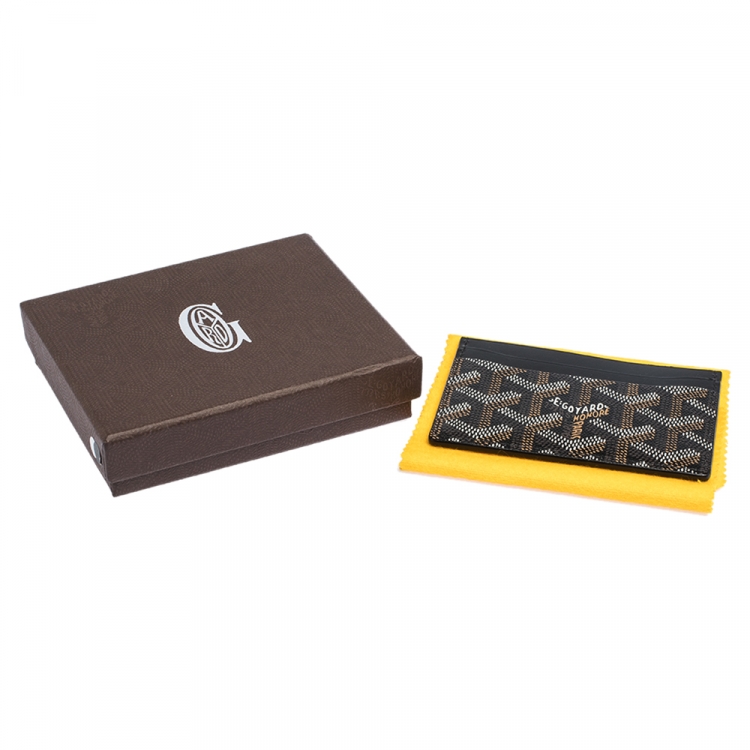 Pre Owned Goyard Black Goyardine  Coated Canvas and Leather Saint Sulpice Card Holder