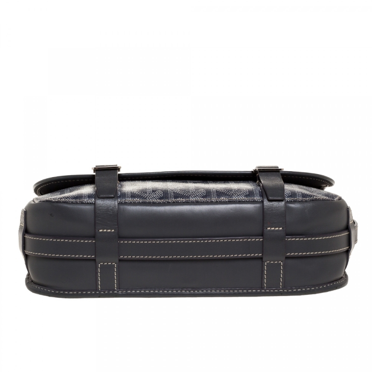 Pre Owned Goyard Grey Goyardine Coated Canvas and Leather Belvedere MM Saddle Bag