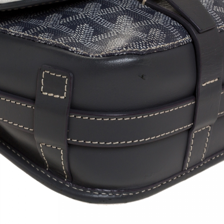Pre Owned Goyard Grey Goyardine Coated Canvas and Leather Belvedere MM Saddle Bag