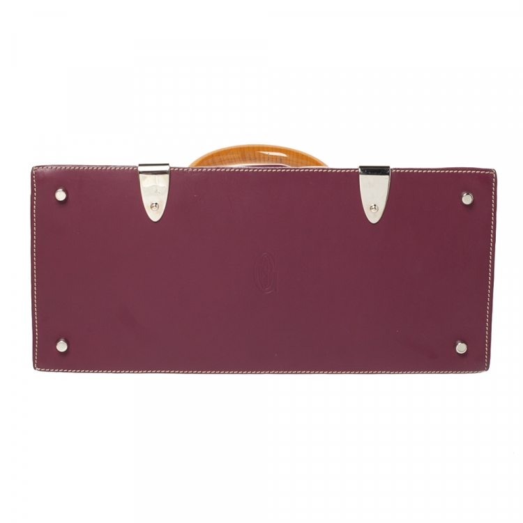 Pre Owned Goyard Burgundy Coated Canvas and Leather MM Saigon Top Handle Bag