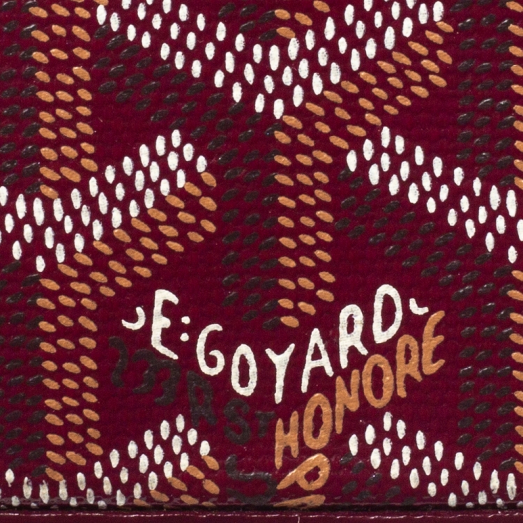 Pre Owned Goyard Burgundy Coated Canvas and Leather MM Saigon Top Handle Bag