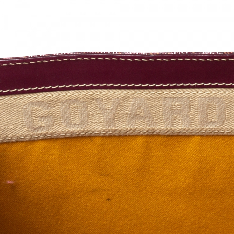 Pre Owned Goyard Burgundy Coated Canvas and Leather MM Saigon Top Handle Bag