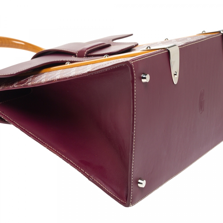 Pre Owned Goyard Burgundy Coated Canvas and Leather MM Saigon Top Handle Bag