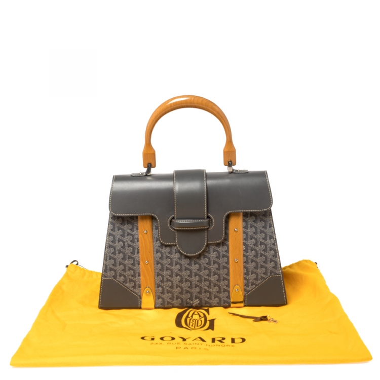 Pre Owned Goyard Grey Coated Canvas and Leather MM Saigon Top Handle Bag