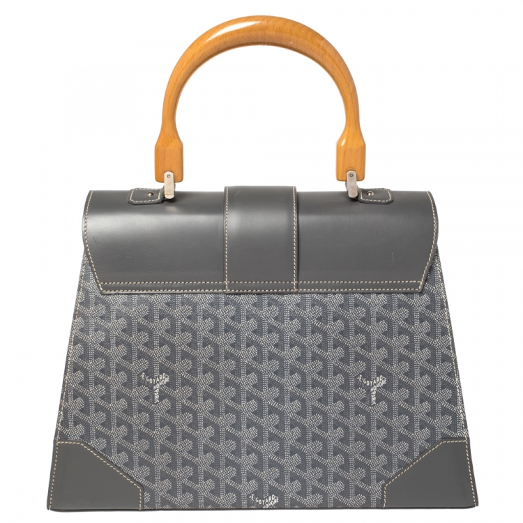 Pre Owned Goyard Grey Coated Canvas and Leather MM Saigon Top Handle Bag