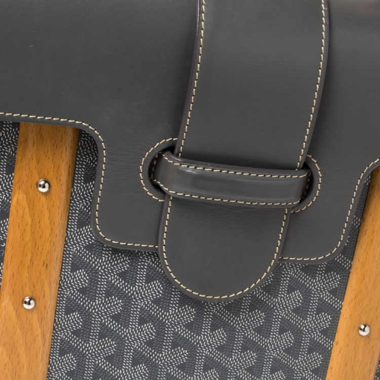 Pre Owned Goyard Grey Coated Canvas and Leather MM Saigon Top Handle Bag