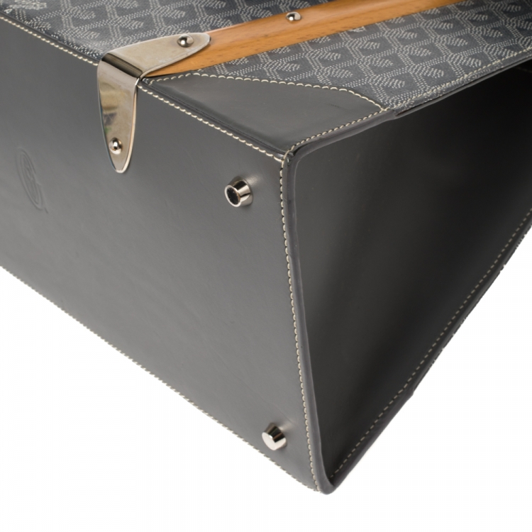 Pre Owned Goyard Grey Coated Canvas and Leather MM Saigon Top Handle Bag