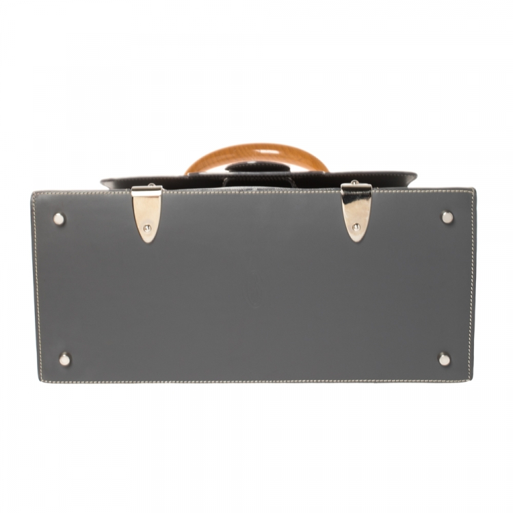 Pre Owned Goyard Grey Coated Canvas and Leather MM Saigon Top Handle Bag