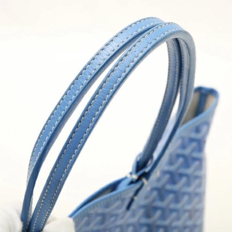 Pre Owned Goyard Blue Goyardine Canvas St. Louis PM Tote Bag