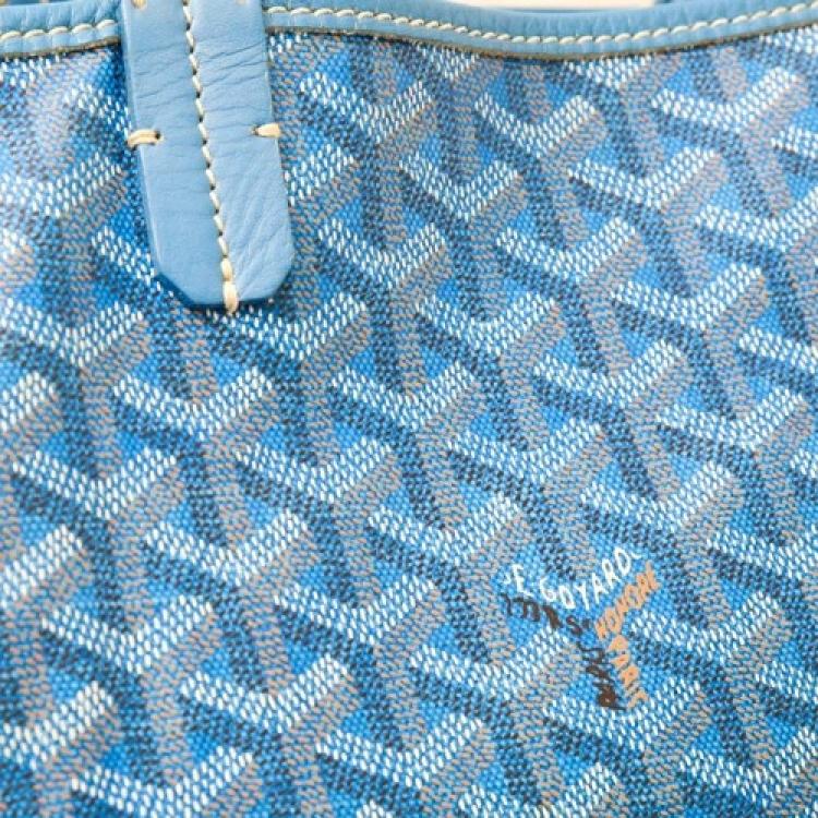 Pre Owned Goyard Blue Goyardine Canvas St. Louis PM Tote Bag