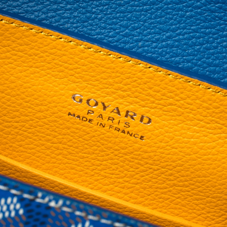 Pre Owned Goyard Blue Goyardine Coated Canvas And Leather Mini Saigon Top Handle Bag