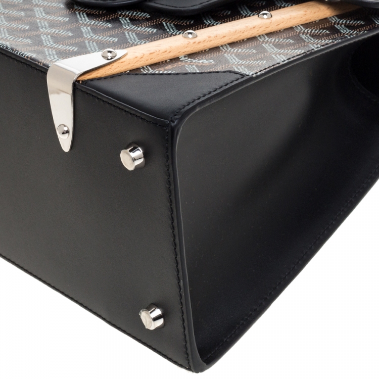 Pre Owned Goyard Black Goyardine Coated Canvas and Leather PM Saigon Top Handle Bag