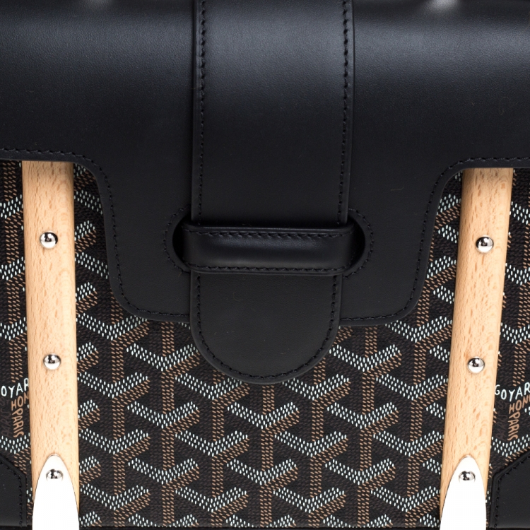 Pre Owned Goyard Black Goyardine Coated Canvas and Leather PM Saigon Top Handle Bag