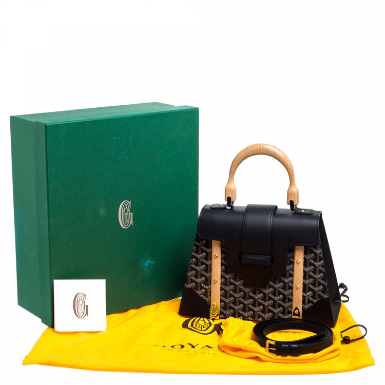 Pre Owned Goyard Black Goyardine Coated Canvas and Leather PM Saigon Top Handle Bag