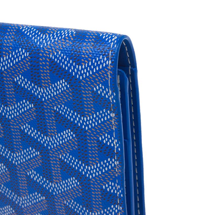 Pre Owned Goyard Blue Coated Canvas Long Bi Fold Wallet