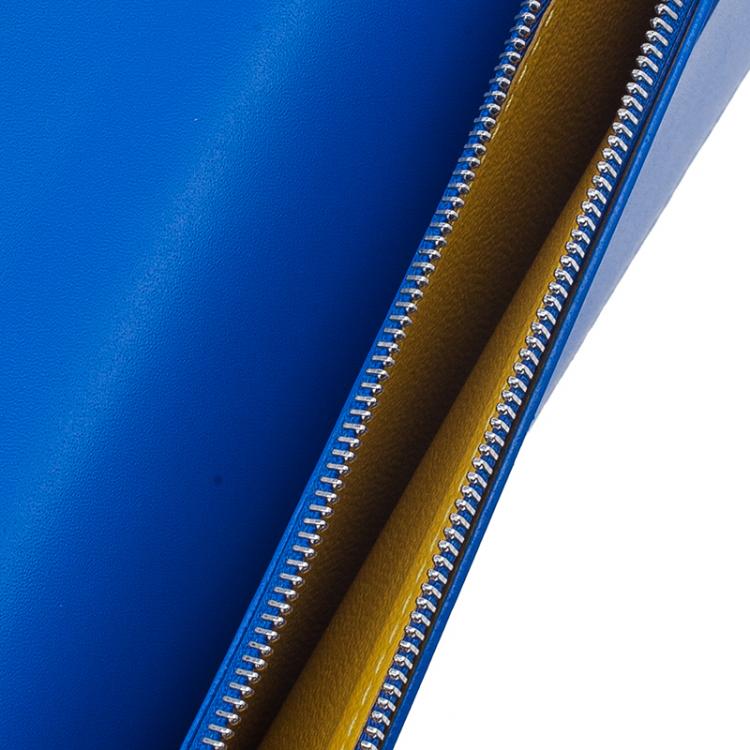 Pre Owned Goyard Blue Coated Canvas Long Bi Fold Wallet