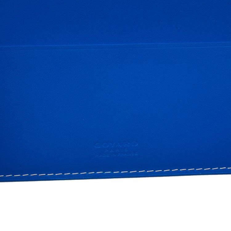 Pre Owned Goyard Blue Coated Canvas Long Bi Fold Wallet