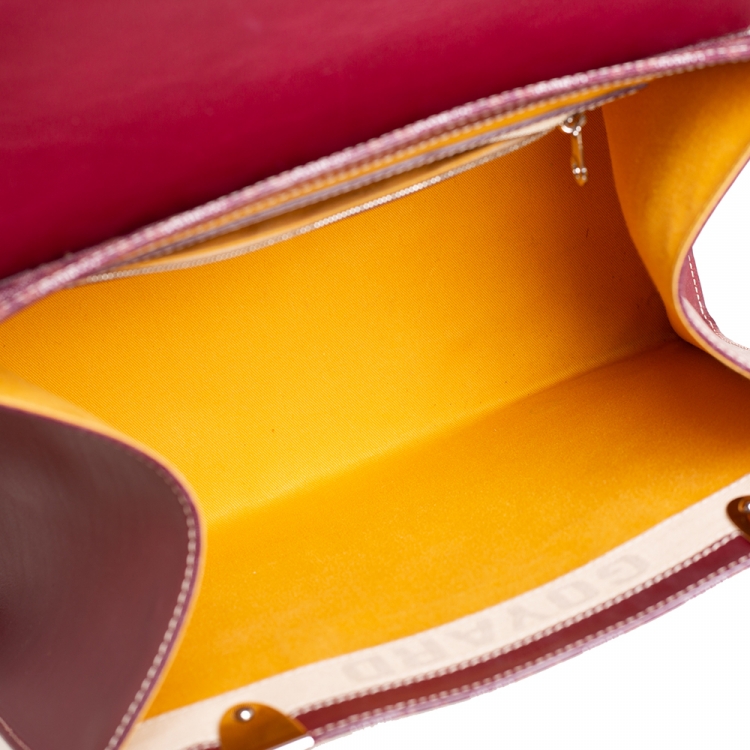 Pre Owned Goyard Burgundy Goyardine Coated Canvas and Leather Saigon MM Top Handle Bag