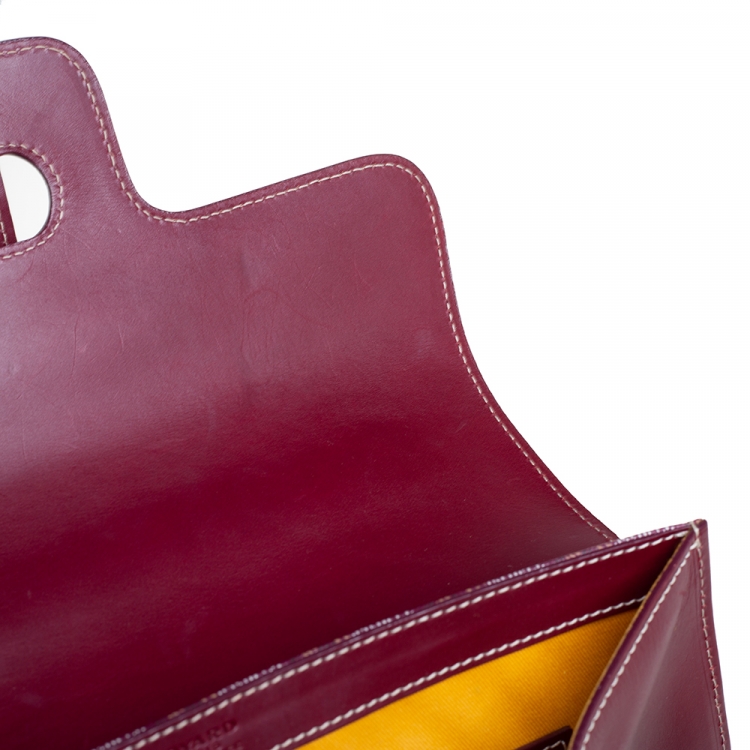 Pre Owned Goyard Burgundy Goyardine Coated Canvas and Leather Saigon MM Top Handle Bag