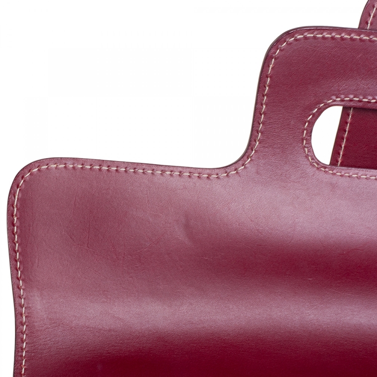 Pre Owned Goyard Burgundy Goyardine Coated Canvas and Leather Saigon MM Top Handle Bag