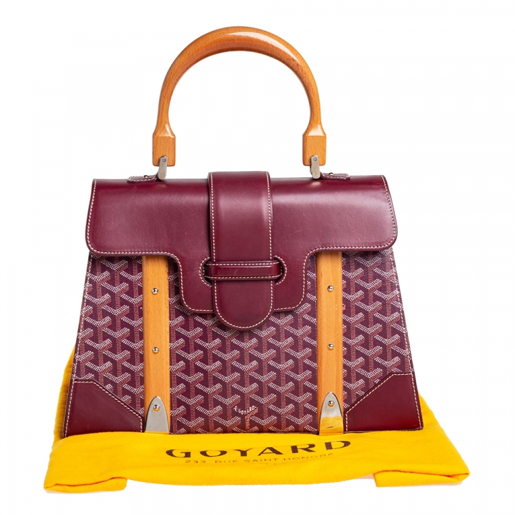 Pre Owned Goyard Burgundy Goyardine Coated Canvas and Leather Saigon MM Top Handle Bag