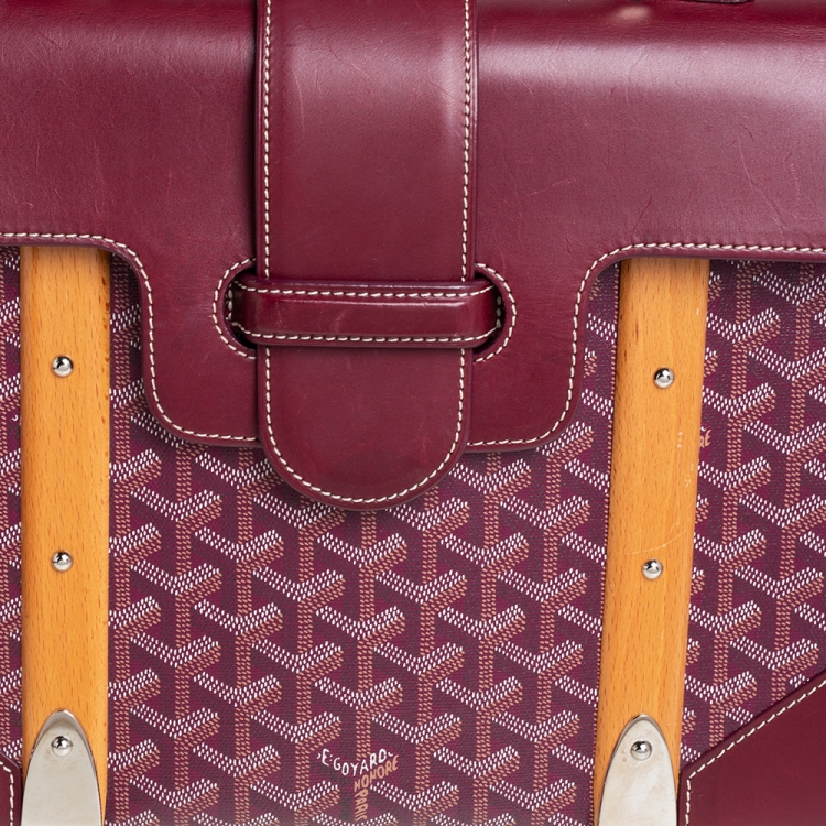 Pre Owned Goyard Burgundy Goyardine Coated Canvas and Leather Saigon MM Top Handle Bag