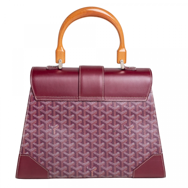 Pre Owned Goyard Burgundy Goyardine Coated Canvas and Leather Saigon MM Top Handle Bag