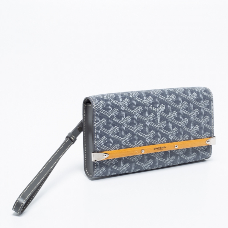 Pre Owned Goyard Grey Coated Canvas and Leather Mini Monte Carlo Phone Case