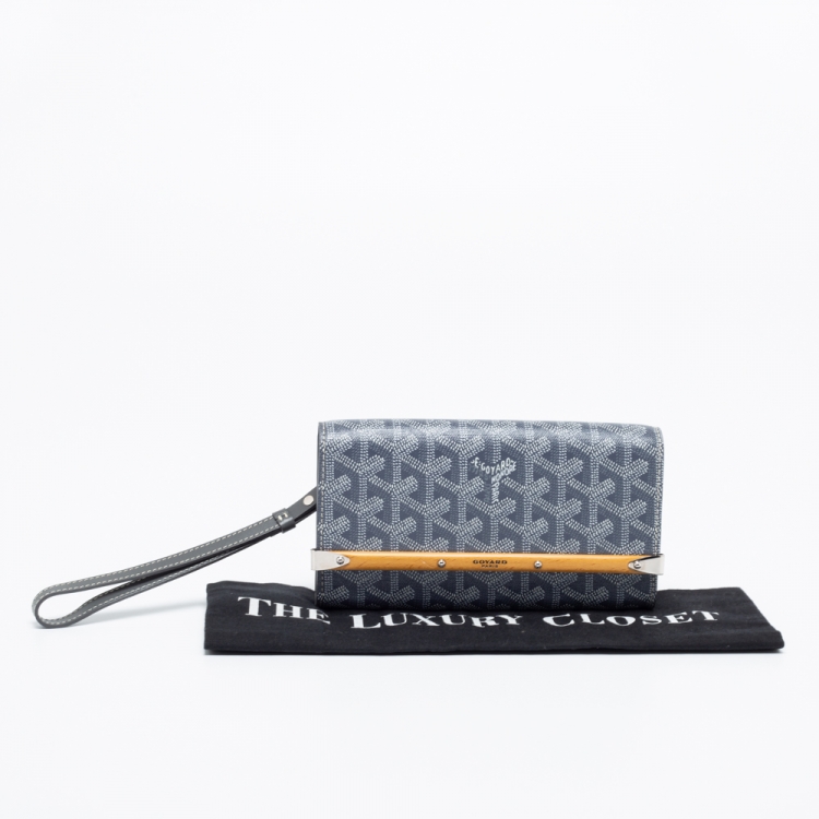 Pre Owned Goyard Grey Coated Canvas and Leather Mini Monte Carlo Phone Case