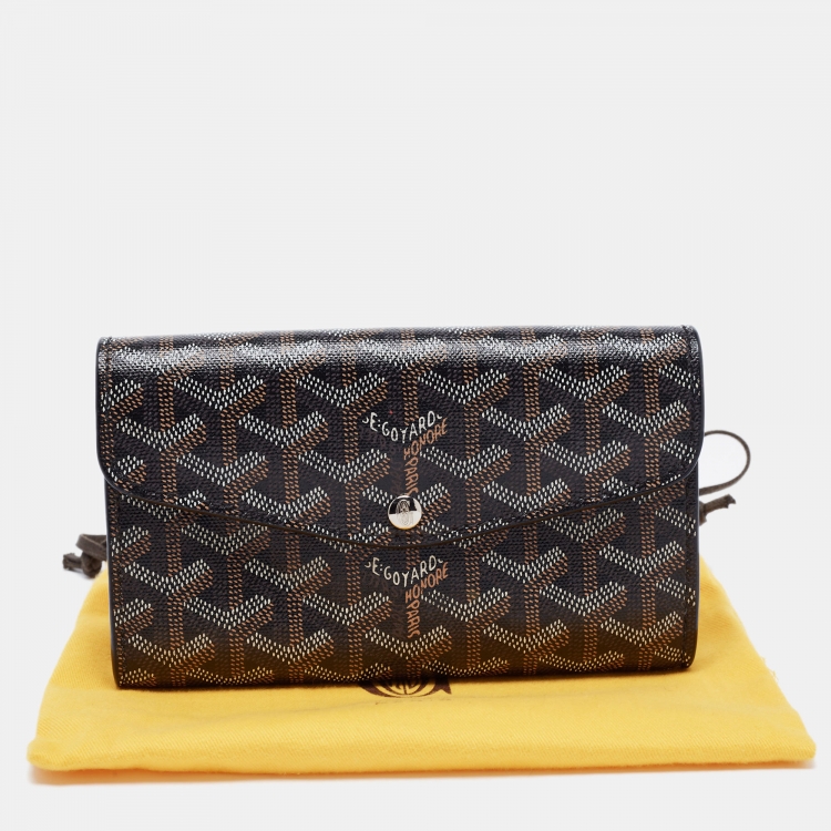 Pre Owned Goyard Black Goyardine Coated Canvas Double Flap Continental Wallet