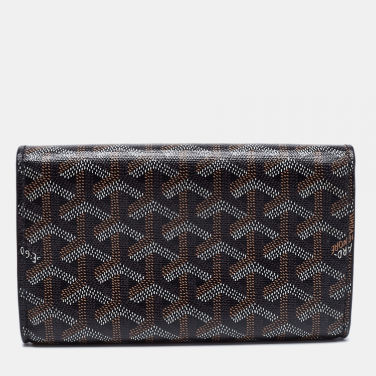 Pre Owned Goyard Black Goyardine Coated Canvas Double Flap Continental Wallet