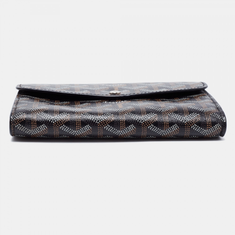 Pre Owned Goyard Black Goyardine Coated Canvas Double Flap Continental Wallet