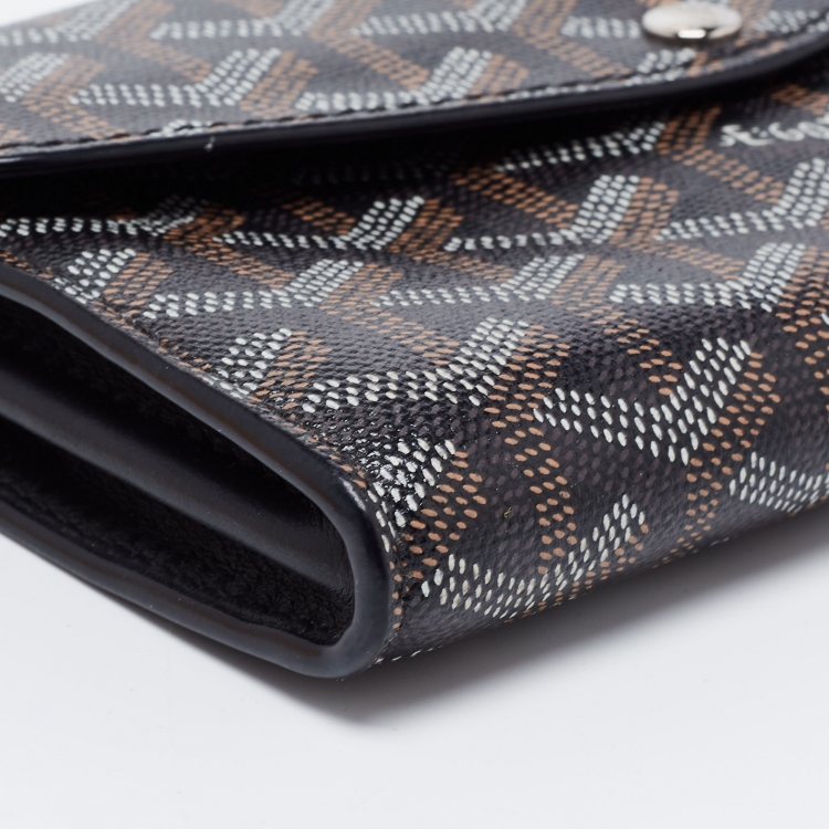 Pre Owned Goyard Black Goyardine Coated Canvas Double Flap Continental Wallet