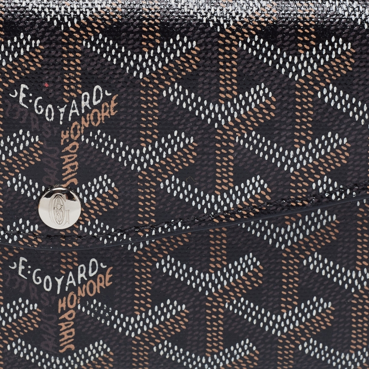 Pre Owned Goyard Black Goyardine Coated Canvas Double Flap Continental Wallet