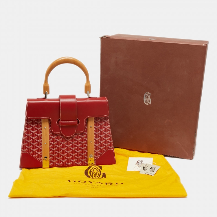 Pre Owned Goyard Red Goyardine Coated Canvas and Leather Saigon MM Top Handle Bag