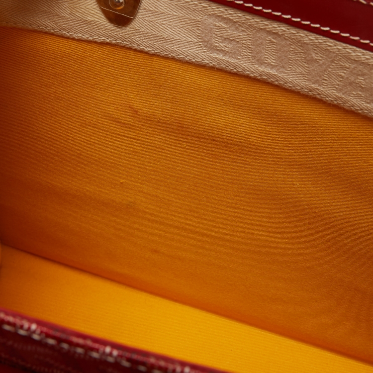 Pre Owned Goyard Red Goyardine Coated Canvas and Leather Saigon MM Top Handle Bag