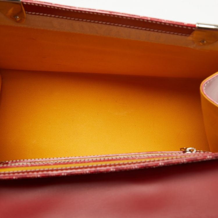 Pre Owned Goyard Red Goyardine Coated Canvas and Leather Saigon MM Top Handle Bag