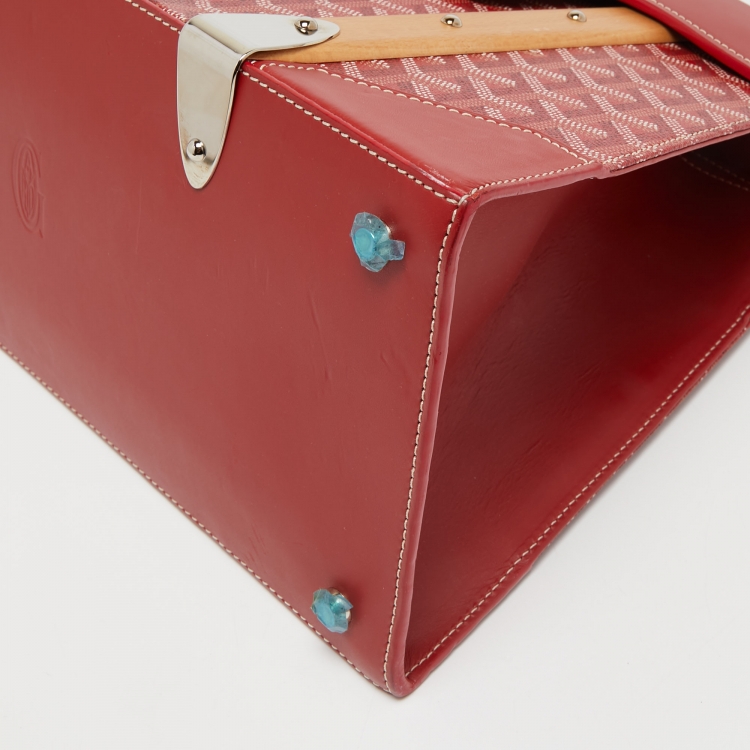 Pre Owned Goyard Red Goyardine Coated Canvas and Leather Saigon MM Top Handle Bag