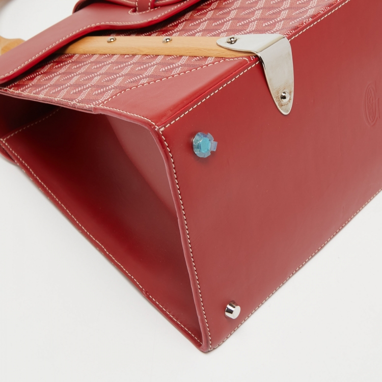 Pre Owned Goyard Red Goyardine Coated Canvas and Leather Saigon MM Top Handle Bag