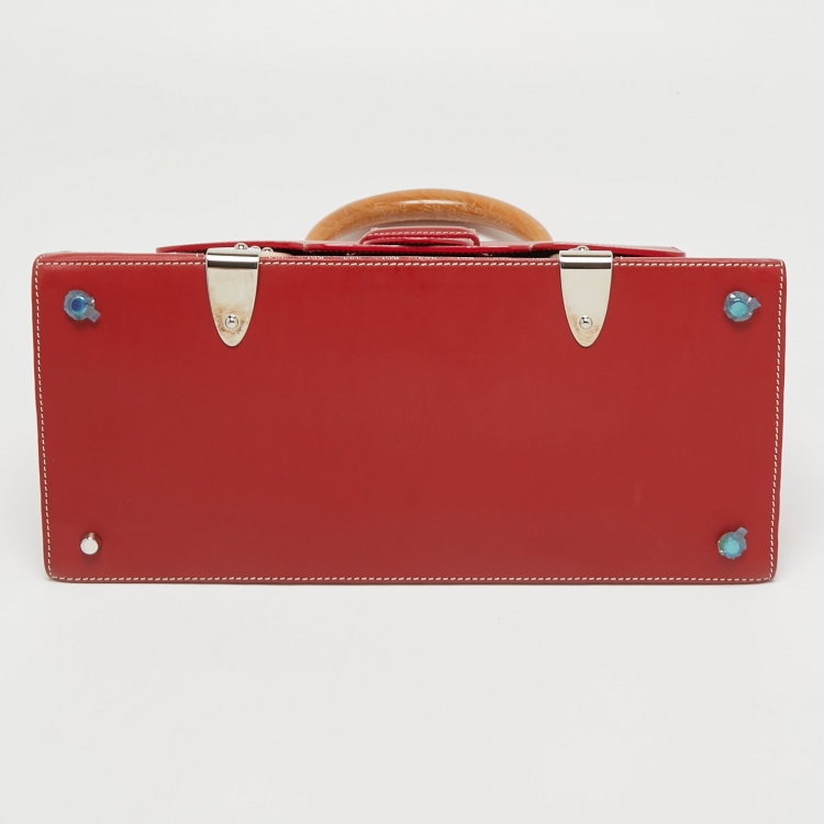 Pre Owned Goyard Red Goyardine Coated Canvas and Leather Saigon MM Top Handle Bag