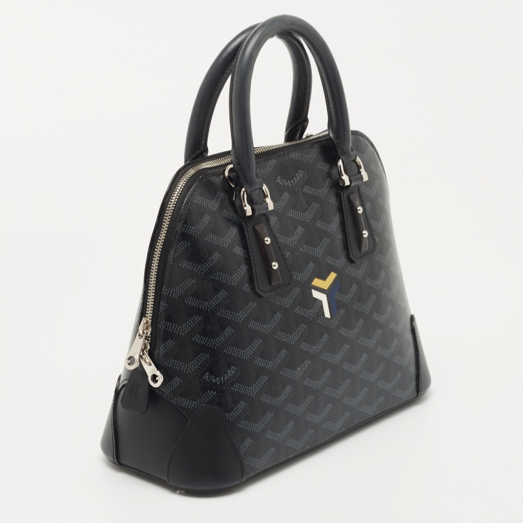 Pre Owned Goyard Black Goyardine Coated Canvas and Leather Vendome Satchel