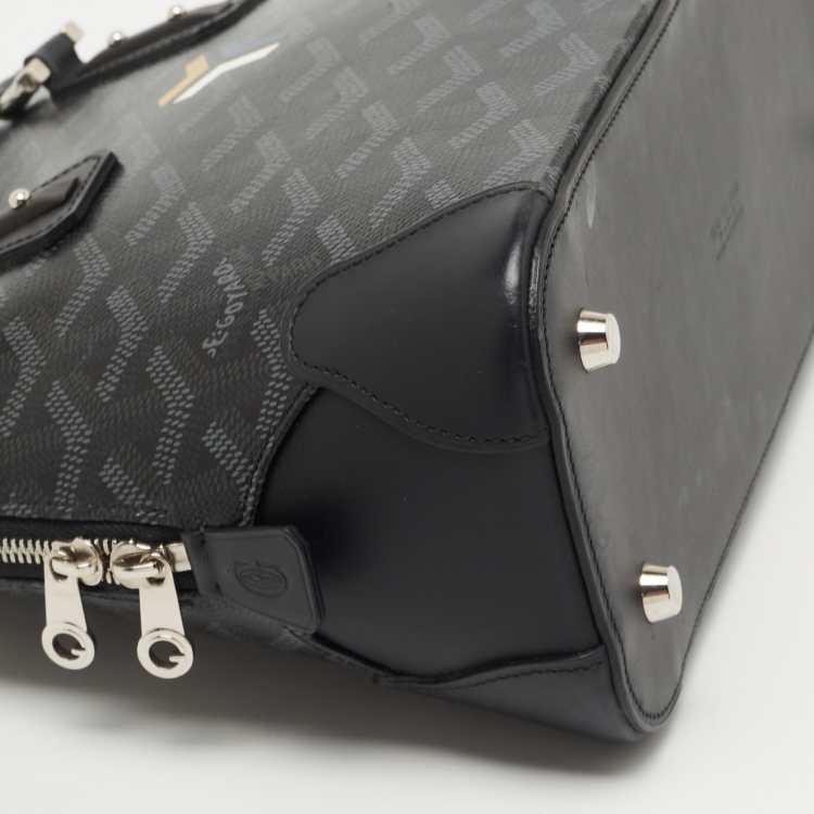 Pre Owned Goyard Black Goyardine Coated Canvas and Leather Vendome Satchel