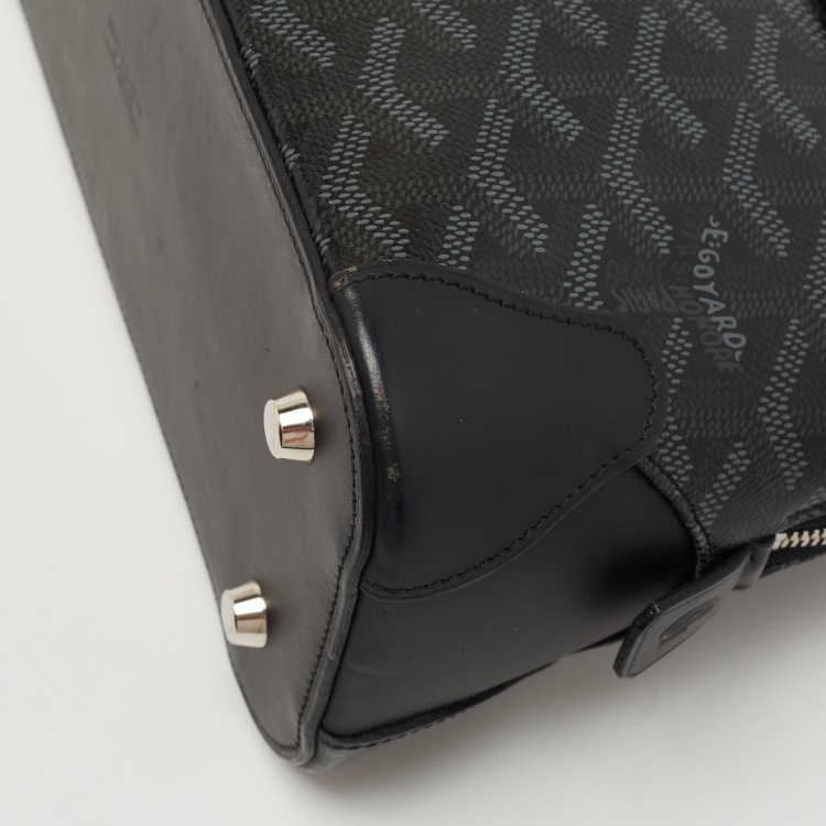 Pre Owned Goyard Black Goyardine Coated Canvas and Leather Vendome Satchel